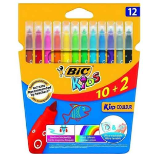 Μαρκαδόροι Ζωγραφικής Bic Kids Πλενόμενοι  σε 12 Χρώματα