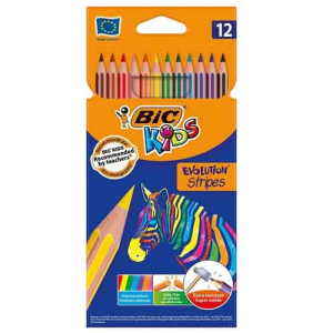 Ξυλομπογιές Bic Kids Evolution Stripes 12 χρώματα