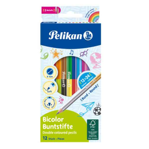 Ξυλομπογιές Pelikan  Bicolor Διπλες 24 Χρωματα (12 Διπλές) (700146)