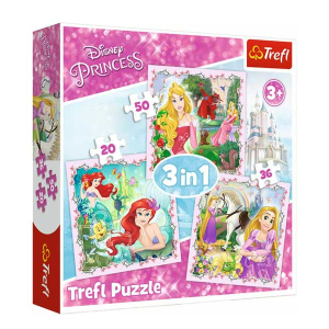 Puzzle Trefl 3in1 Disney Princess