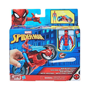 Marvel Spider-Man Web Blast Cycle Kids Playset with Poseable Spider-Man