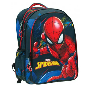 Τσάντα Δημοτικού Οβάλ Spiderman Blue Net
