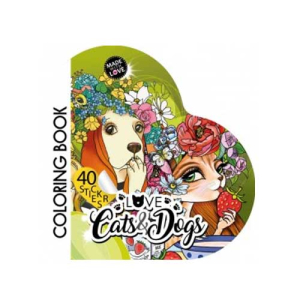 Coloring Book με 40 Αυτοκόλλητα Cats & Dogs Πράσινο
