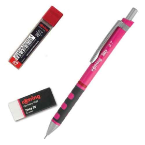 Μηχανικό μολύβι ROTRING Tikky 0.7 mm Pink + δώρο μύτες και γόμα tikky 30